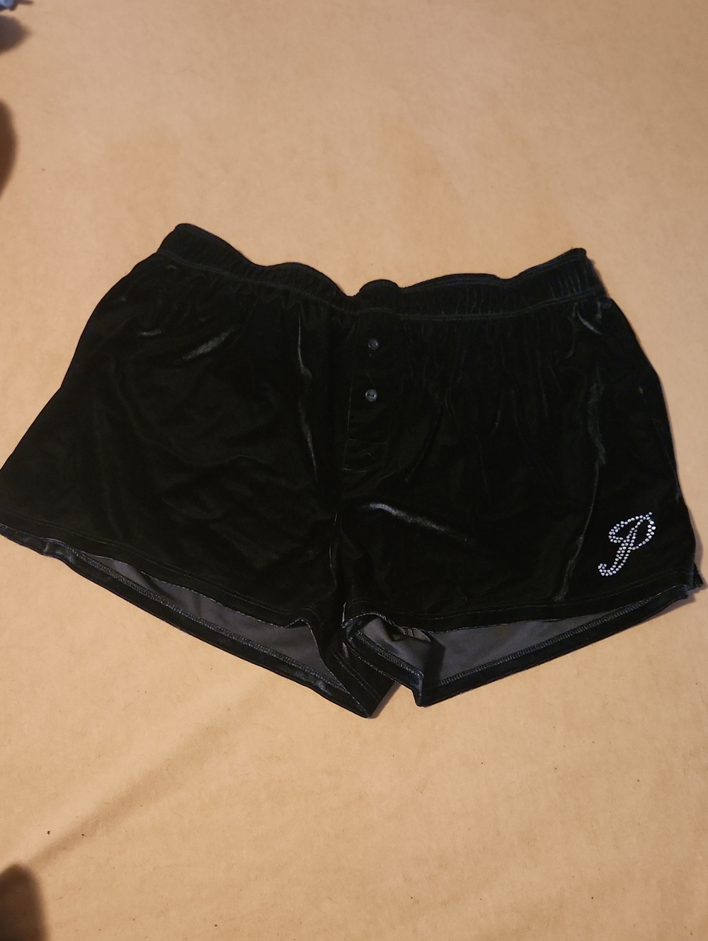 PINK Victoria's Secret Black Velvet Lounge Shorts